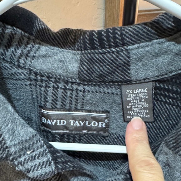 David Taylor Charcoal and Slate Plaid Shirt 2XL A0018 - Picture 2 of 9